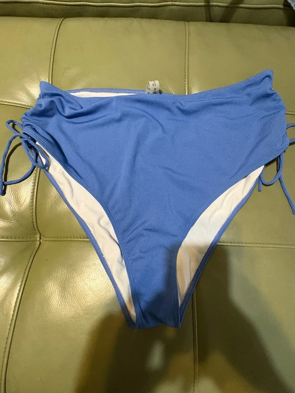SHEIN Periwinkle High-Waist Tie-Side Bikini Bottom